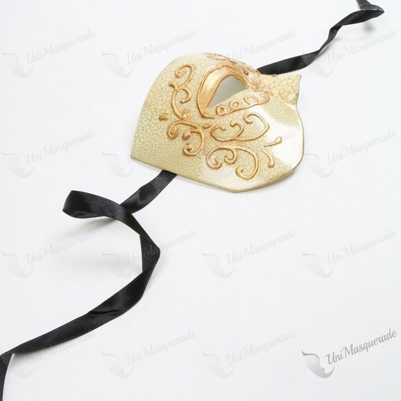 Gold Half Face Phantom of the Opera Venetian Mask - Picture 1 of 2